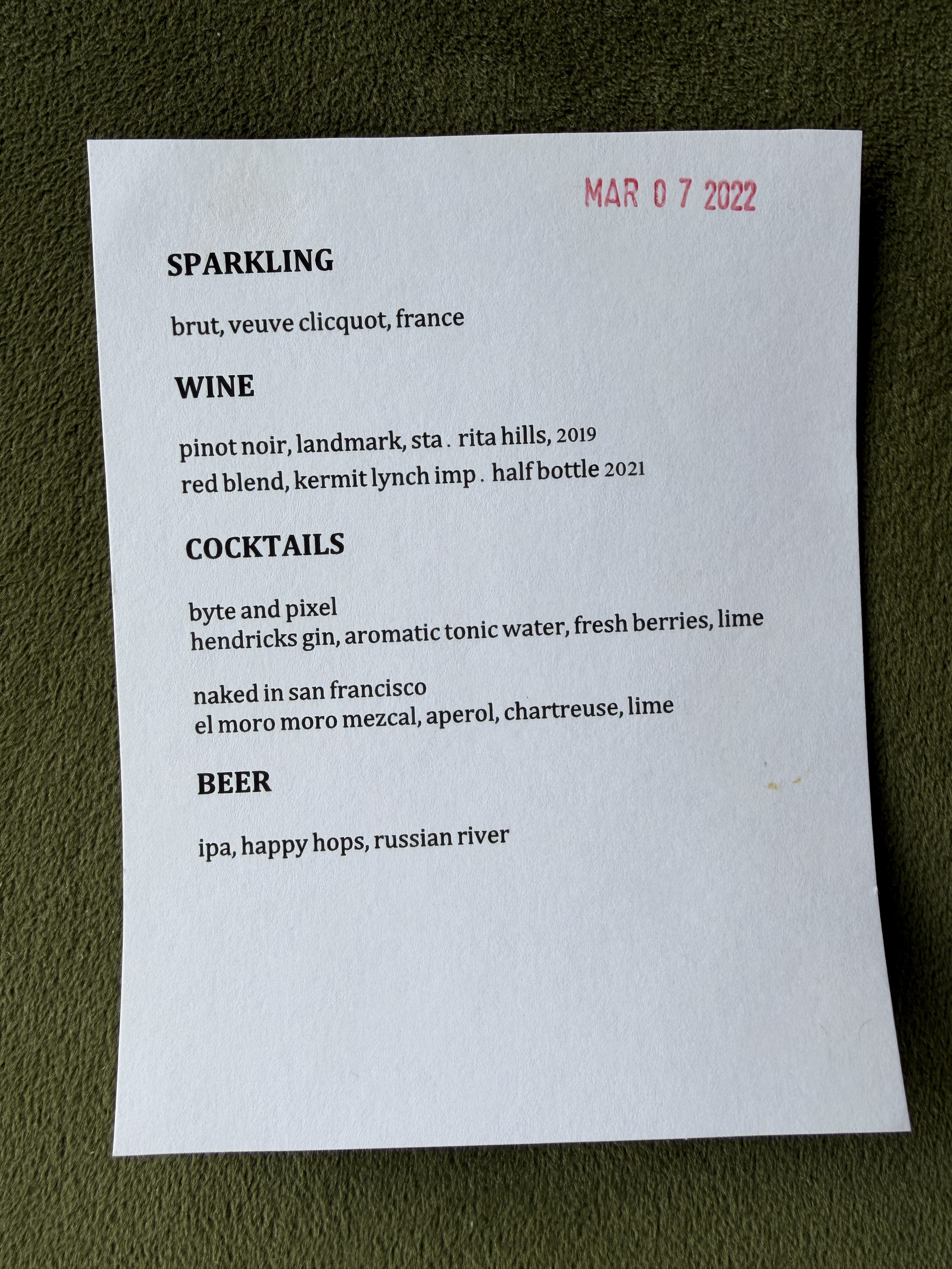 Party menu