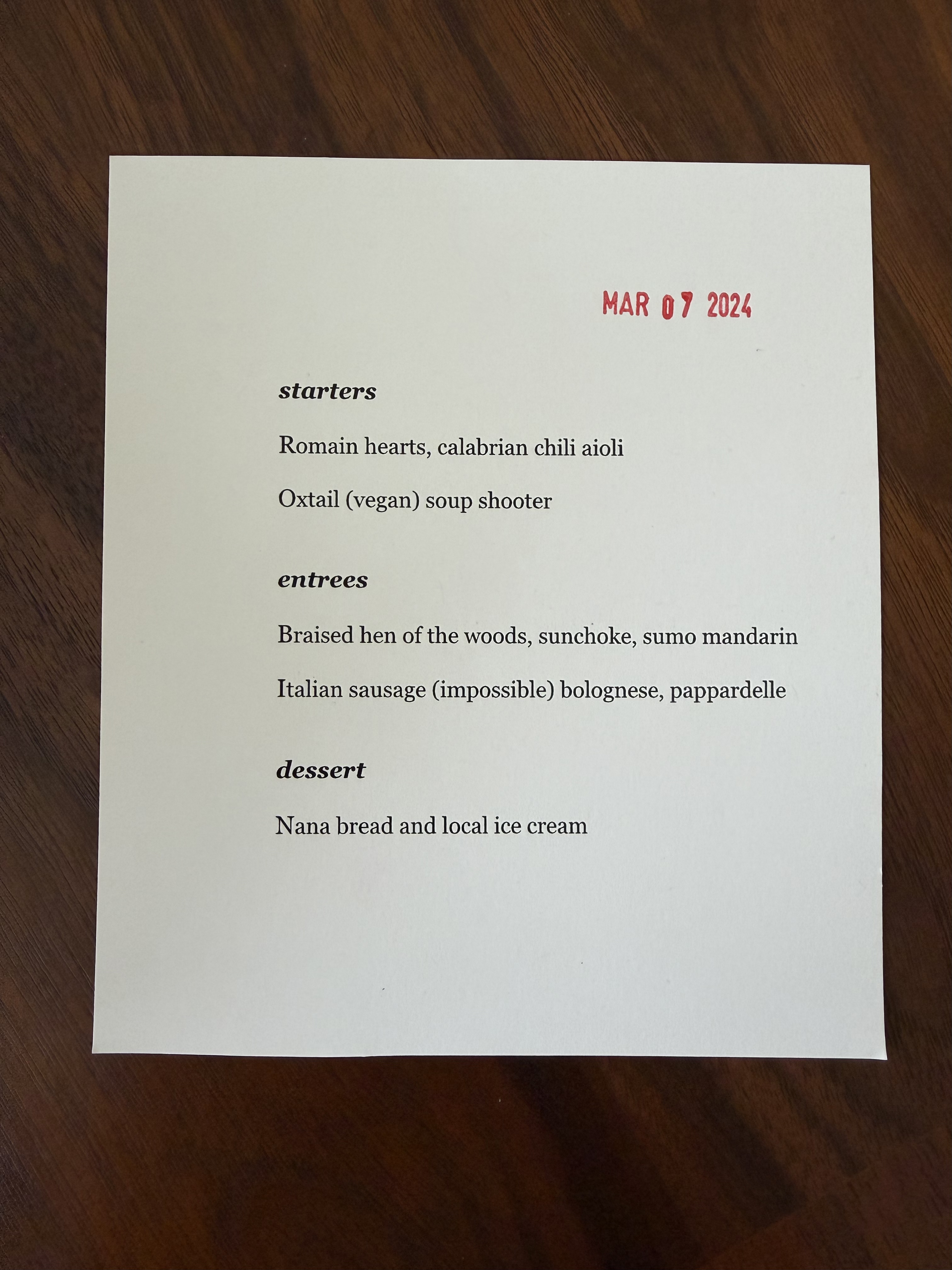 Party menu