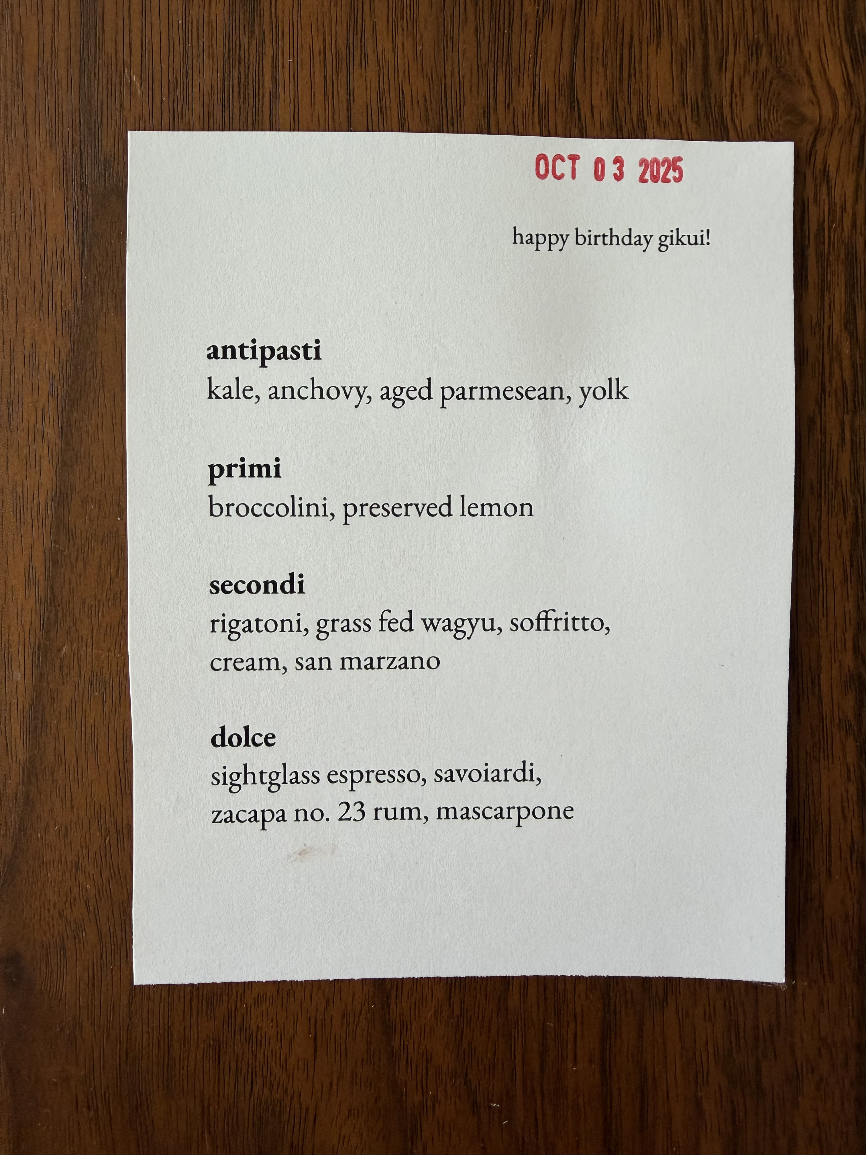 Party menu