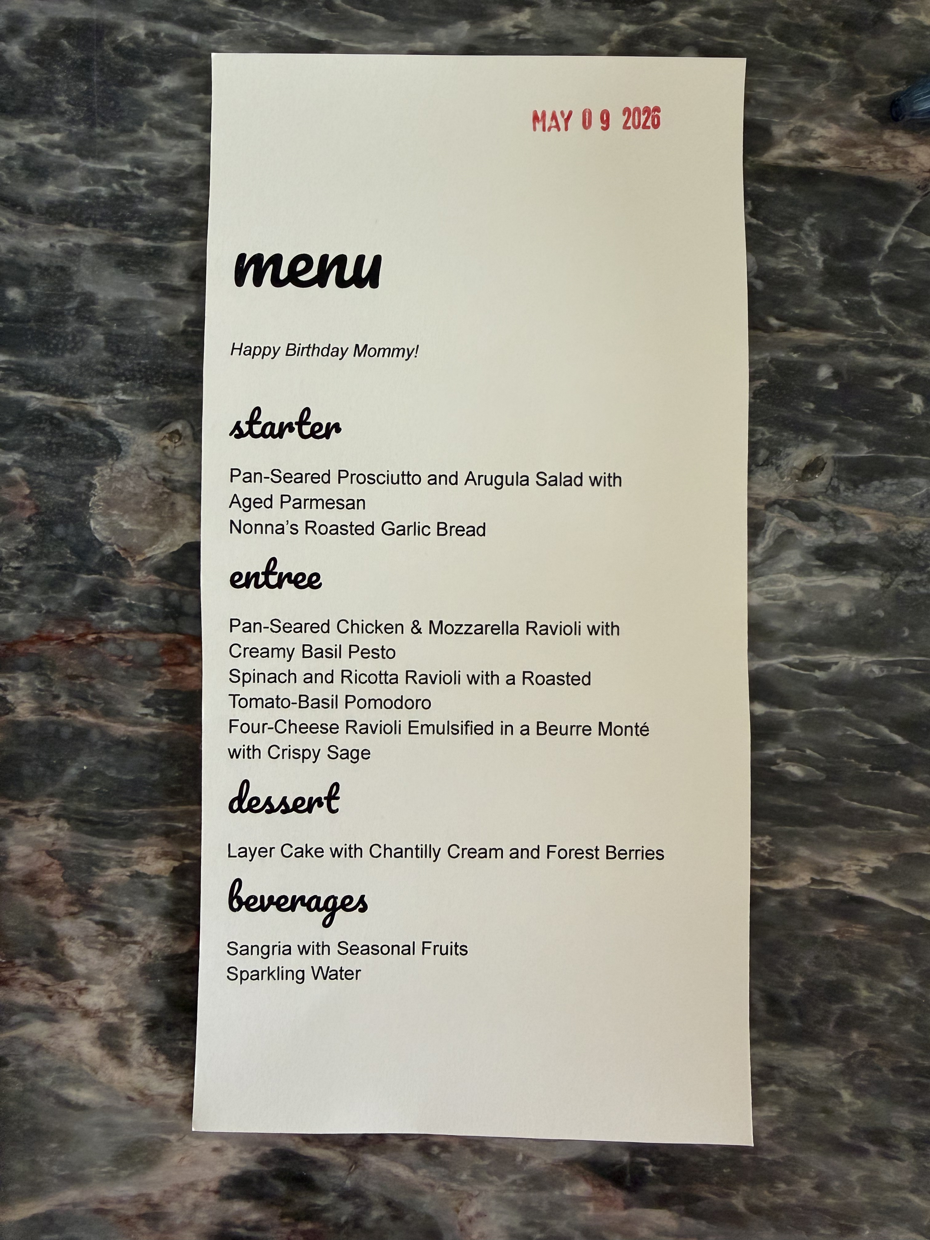 Party menu