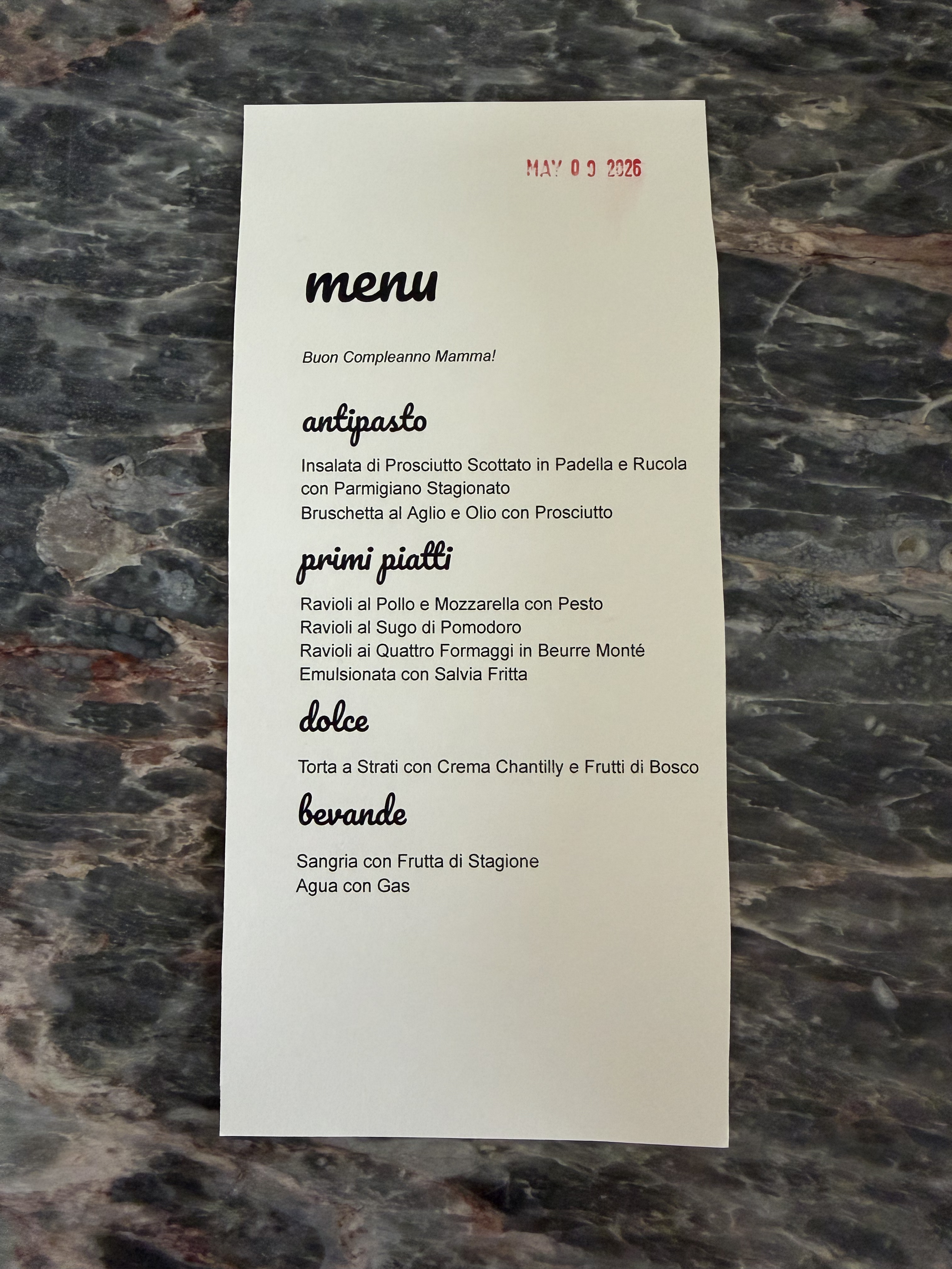Party menu
